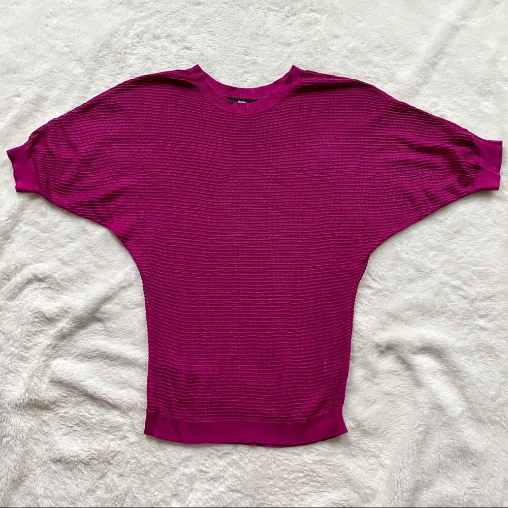 Mossimo Knit Short Sleeve Sweater Top Magenta Pink Size Medium